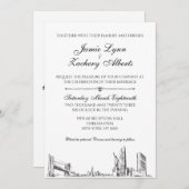 New York Skyline Hochzeitseinladung Einladung (Vorne/Hinten)