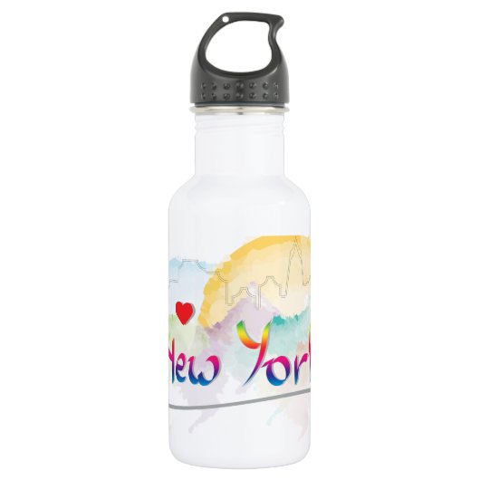 New York Skyline "I Liebe you" Edelstahlflasche (Vorderseite)