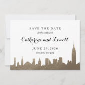 New York Skyline Imitats Gold Save the Date (Vorderseite)