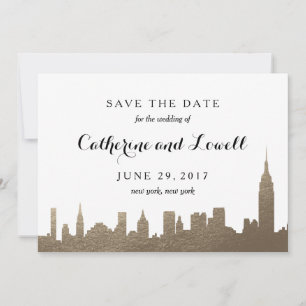 New York Skyline Imitats Gold Save the Date