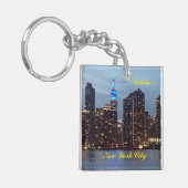 NEW YORK SKYLINE IN BLAU CUSTOM SCHLÜSSELANHÄNGER (Vorderseite links)