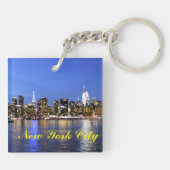 NEW YORK SKYLINE IN BLAU CUSTOM SCHLÜSSELANHÄNGER (Rückseite)