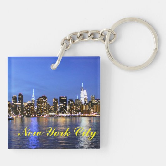 NEW YORK SKYLINE IN BLAU CUSTOM SCHLÜSSELANHÄNGER (Rückseite)