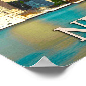 New York Skyline in Cobalt Blue und Tan Poster (Ecke)