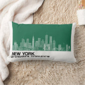 New York Skyline + Koordinaten im Grünen Polster (Decke)