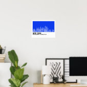 New York Skyline + Koordinaten in Blue Backgr. Poster (Heimbüro)