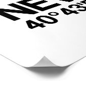 New York Skyline + Koordinaten in rosa Poster (Ecke)