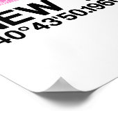 New York Skyline + Koordinaten in rosa Poster (Ecke)