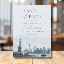 New York Skyline Liberty Wedding Save the Date