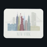 New York Skyline Magnet<br><div class="desc">New York Skyline von Fab Funky. Hier finden Sie eine Sammlung von bekannten New Yorker Sehenswürdigkeiten in gedämpften Farbtönen.</div>