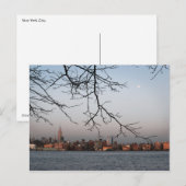 New York Skyline mit Moon Postkarte (Vorne/Hinten)