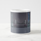 New York Skyline Night Reflections Jumbo-Tasse (Vorderseite)