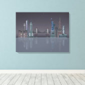 New York Skyline Night Reflections Leinwanddruck (Insitu (Holzboden))