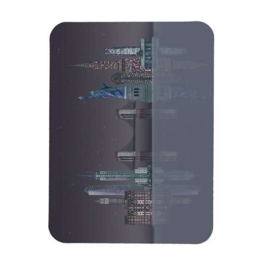 New York Skyline Night Reflections Magnet (Vertikal)