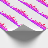 New York Skyline Pink Big Apple Modern City Geschenkpapier (Ecke)