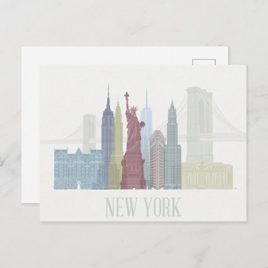 New York Skyline Postkarte (Vorne/Hinten)