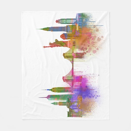 New York Skyline - Rainbow Fleecedecke (Vorderseite)