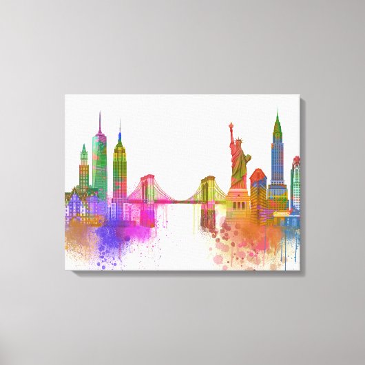 New York Skyline - Rainbow Leinwanddruck (Vorderseite)