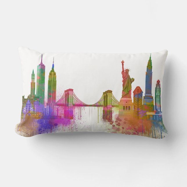 New York Skyline - Rainbow Lendenkissen (Vorderseite)