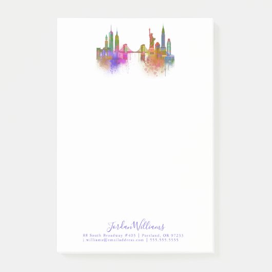 New York Skyline - Rainbow Post-it Klebezettel (Vorderseite)