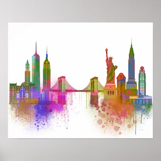 New York Skyline - Rainbow Poster (Vorne)