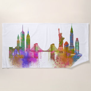 New York Skyline - Rainbow Strandtuch