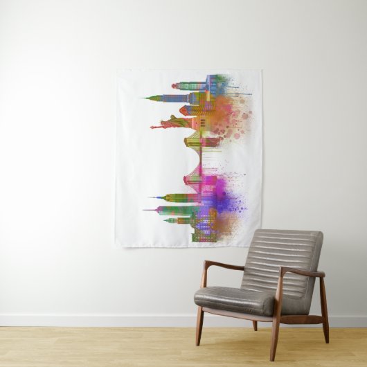 New York Skyline - Rainbow Wandteppich (Beispiel)