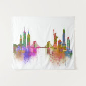 New York Skyline - Rainbow Wandteppich (Vorderseite (Horizontal))