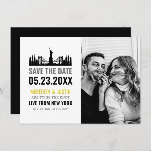 New York Skyline Save the Date Einladung (Vorne/Hinten)