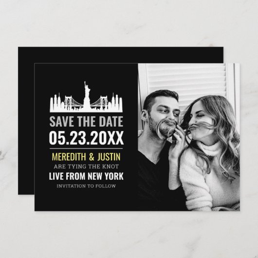 New York Skyline Save the Date Einladung (Vorne/Hinten)