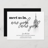 NEW YORK SKYLINE SCHWARZ UND WEISS SAVE THE DATE POSTKARTE (Vorne/Hinten)