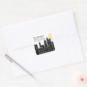 New York Skyline Silhouette Address Label Quadratischer Aufkleber (Umschlag)