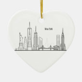 New York Skyline Silhouette Black Elegant Keramik Ornament (Vorne)