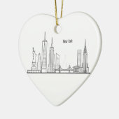 New York Skyline Silhouette Black Elegant Keramik Ornament (Links)