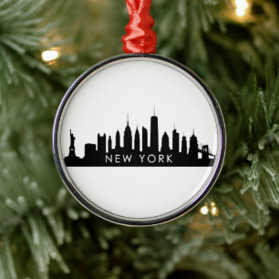 New York Skyline Silhouette Black Elegant NYC Ornament Aus Metall