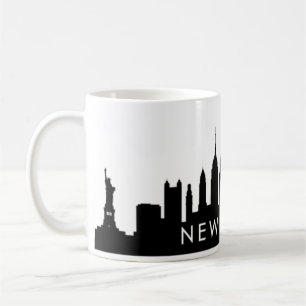 New York Skyline Silhouette Black Elegante Script Kaffeetasse