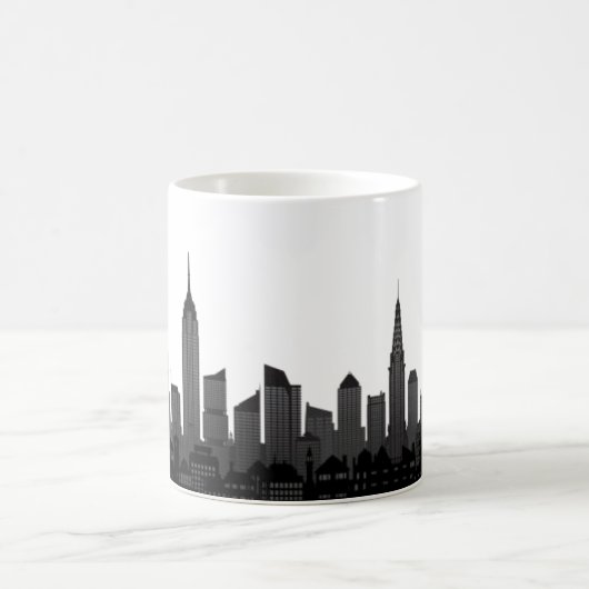 New York Skyline Silhouette Black Elegante Script Kaffeetasse (Mittel)
