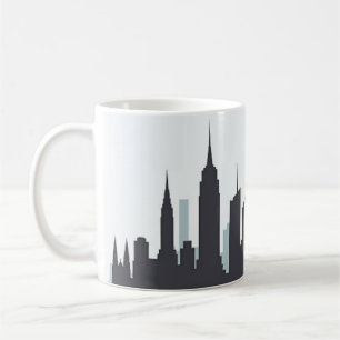 New York Skyline Silhouette Black Elegante Script Kaffeetasse