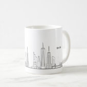 New York Skyline Silhouette Black Elegante Script Kaffeetasse (VorderseiteRechts)