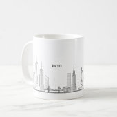 New York Skyline Silhouette Black Elegante Script Kaffeetasse (Vorderseite Links)
