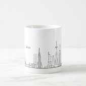 New York Skyline Silhouette Black Elegante Script Kaffeetasse (Mittel)
