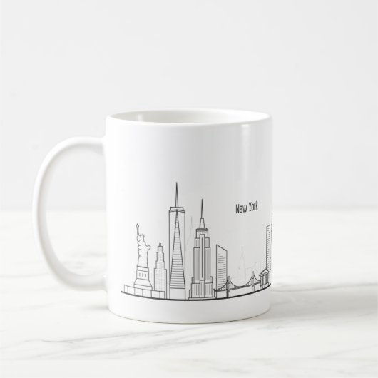 New York Skyline Silhouette Black Elegante Script Kaffeetasse (Links)
