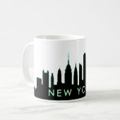 New York Skyline Silhouette Black Elegante Script Kaffeetasse (Vorderseite Links)