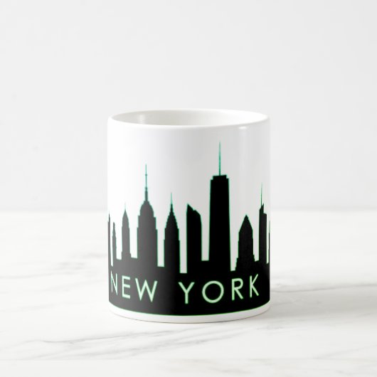 New York Skyline Silhouette Black Elegante Script Kaffeetasse (Mittel)