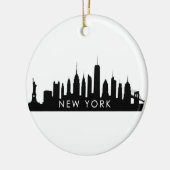 New York Skyline Silhouette Black Elegante Script Keramik Ornament (Links)