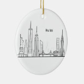 New York Skyline Silhouette Black Elegante Script Keramik Ornament (Rechts)
