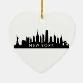 New York Skyline Silhouette Black Elegante Script Keramik Ornament (Vorne)
