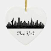 New York Skyline Silhouette Black Elegante Script Keramik Ornament (Vorne)