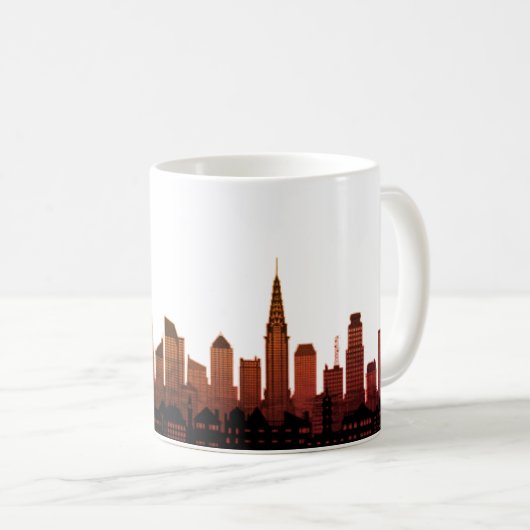 New York Skyline Silhouette Brown Elegante Script Kaffeetasse (VorderseiteRechts)