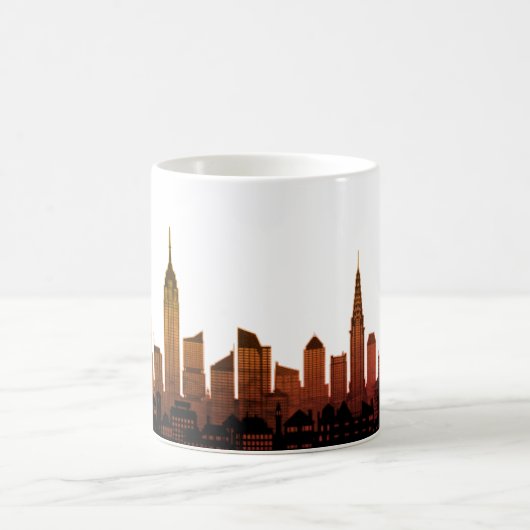 New York Skyline Silhouette Brown Elegante Script Kaffeetasse (Mittel)